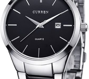 Amazon.com: CURREN Men&#39;s Watches Classic Black/Silver Steel Band Quartz Analog Wrist Watch with Date for Man (Silver Black) : Clothing, Shoes &amp; Jewelry