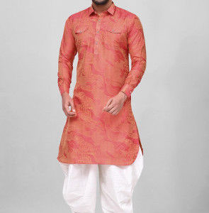 Pathani Suits - Pink - Indian Men Clothing Online: Buy Traditional Indian Outfits For Men at Utsav Fashion
